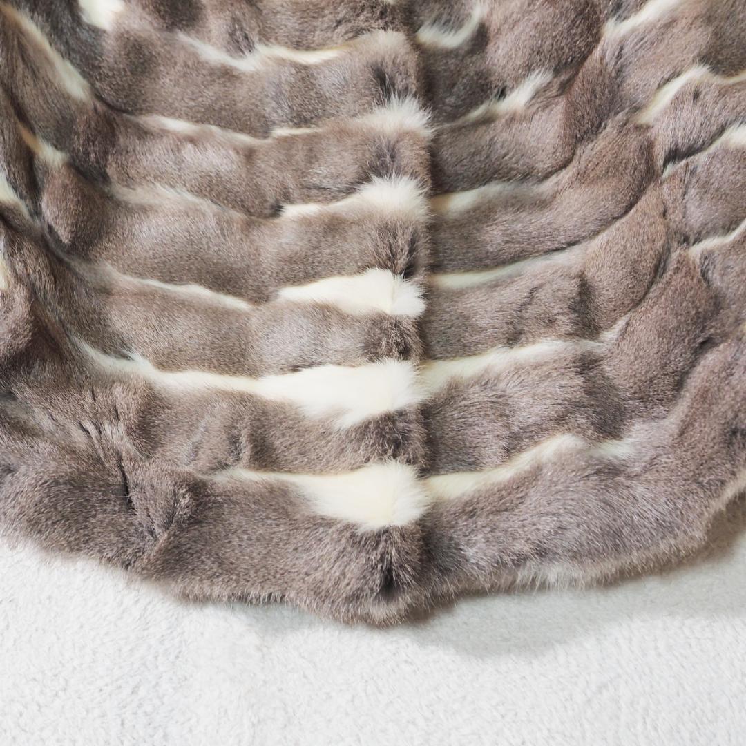 エンバ EMBA リアルファー毛皮 ケープ ポンチョ 羽織 ホワイト グレージュ