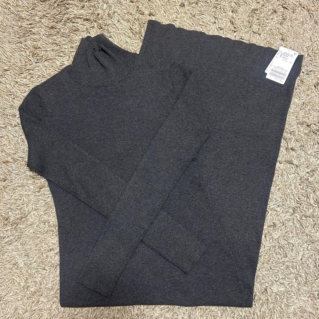 【新品未使用】NOBLE リブハイネックロングワンピース 完売品