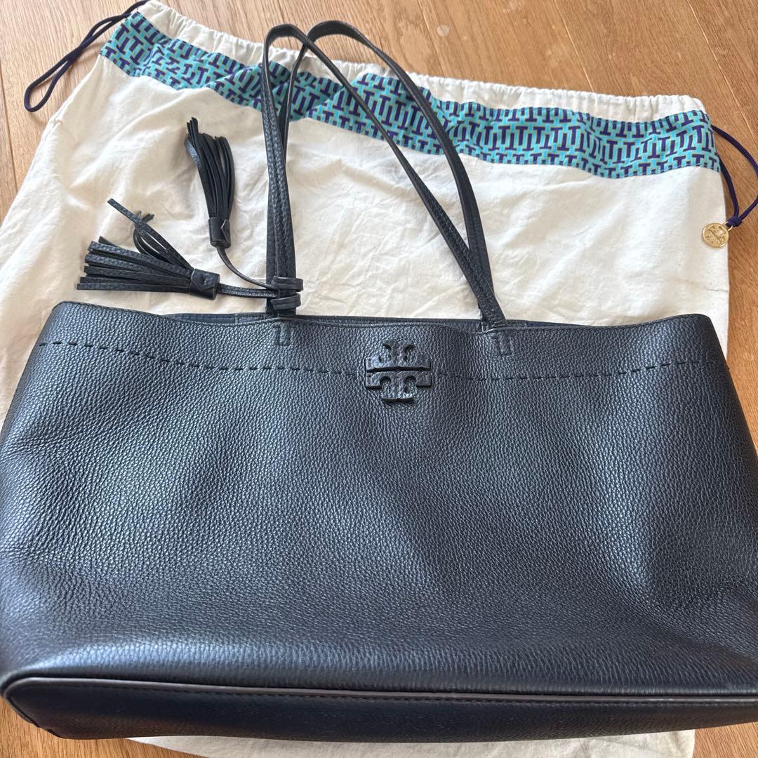 【MONOTOWN】トリーバーチ ブラックレザー トートバッグ