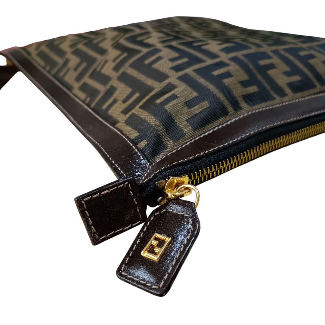 FENDI フェンデ クラッチバッグ ズッカ柄 キャンバス×レザー
