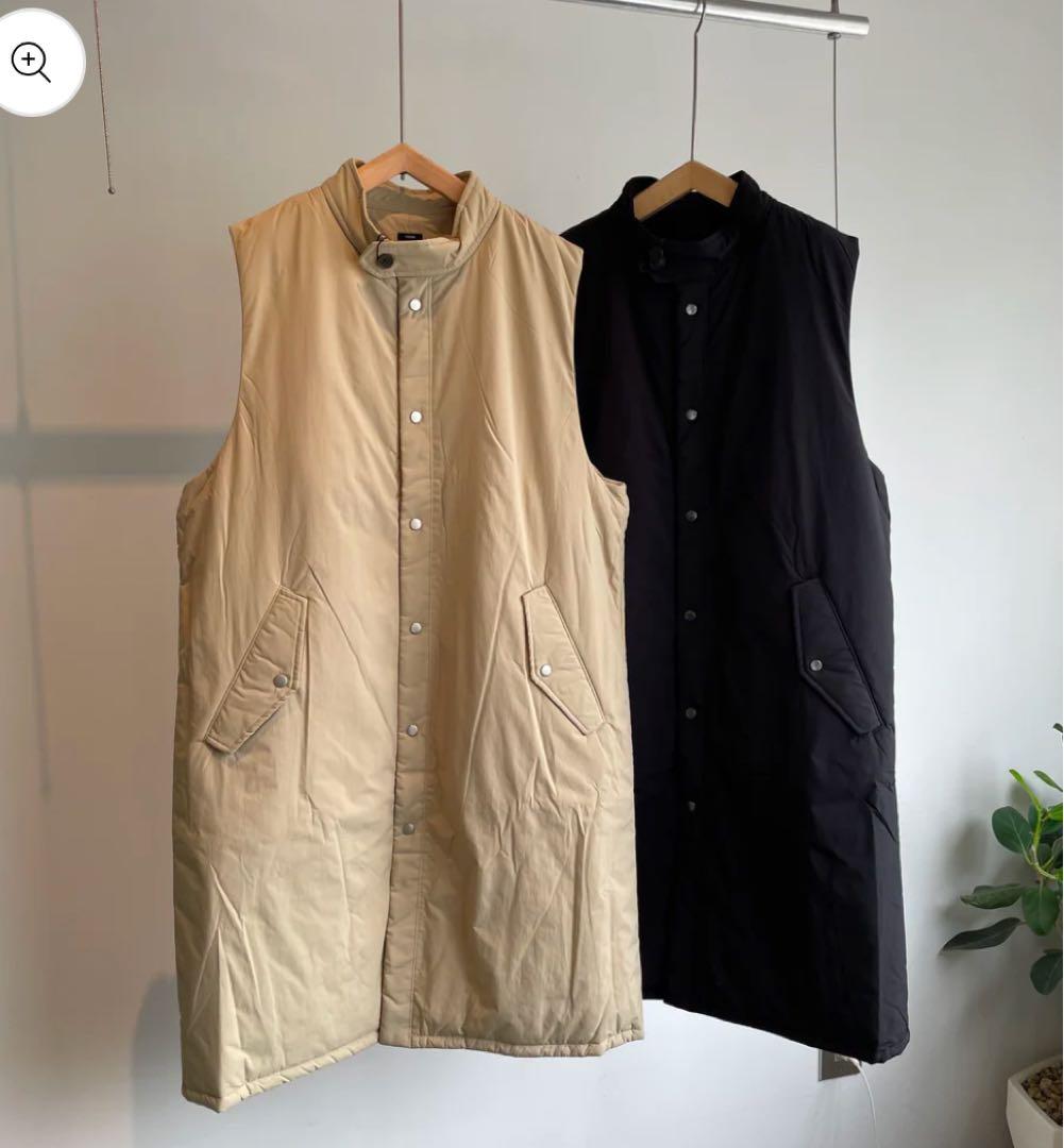 ナイロンキルティングスタンドカラーロングベスト