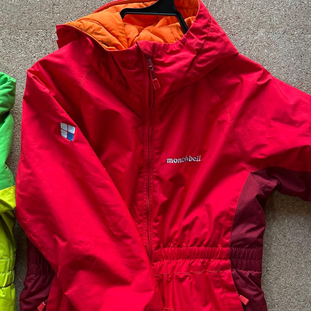 mont-bell 子ども用スキーウェア 緑 赤