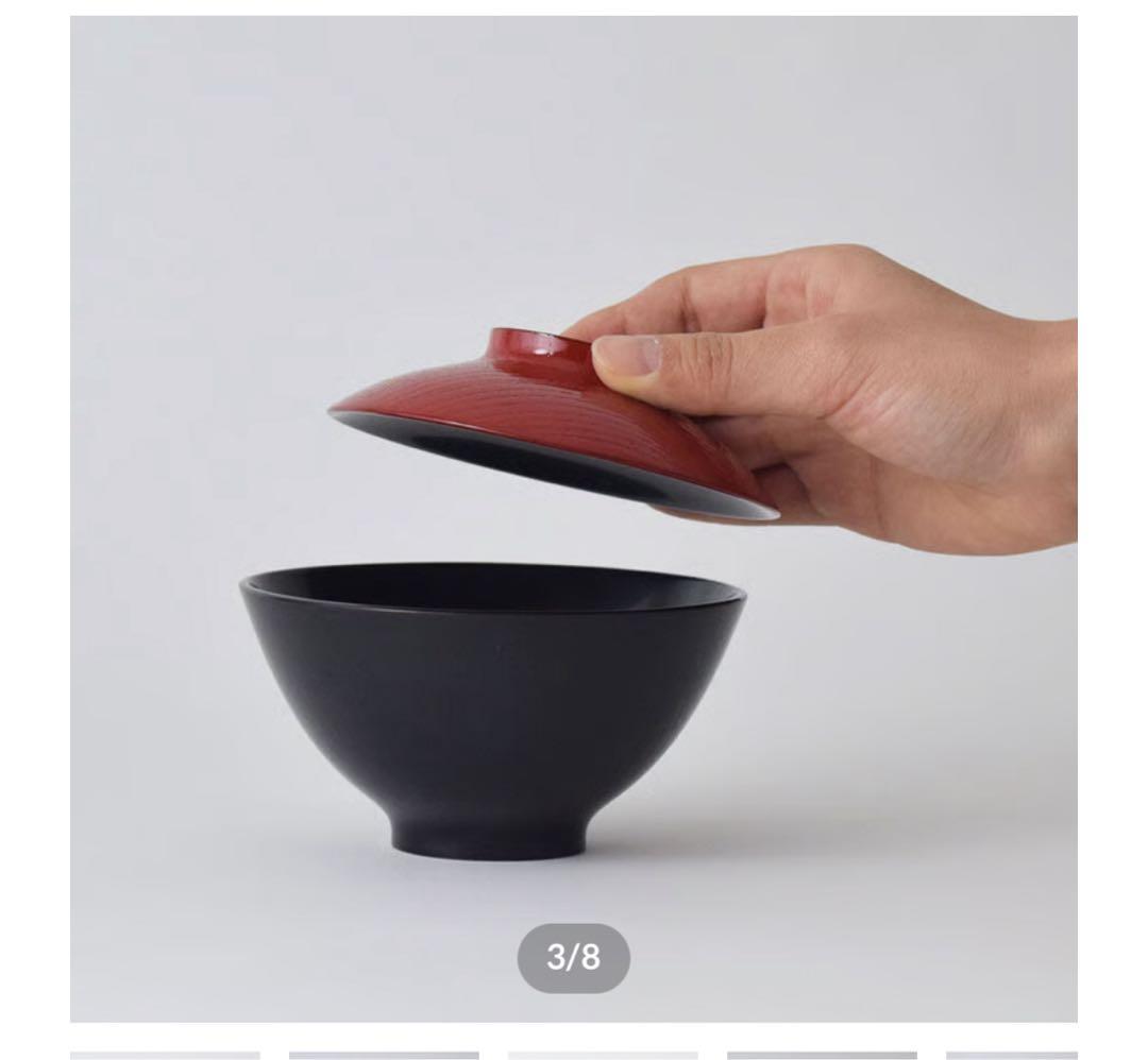 YANAGI DESIGN 柳宗理蓋付き煮物椀　目弾き小 蓋赤、本体黒