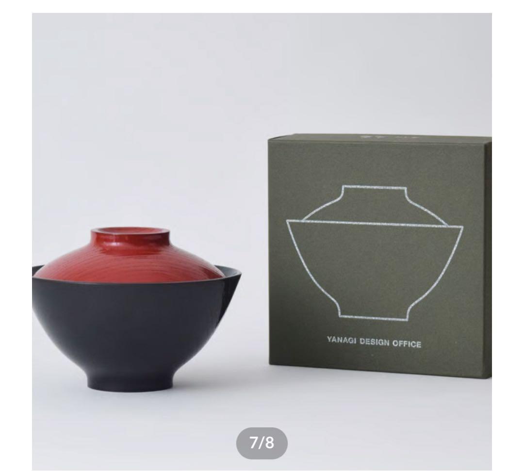YANAGI DESIGN 柳宗理蓋付き煮物椀　目弾き小 蓋赤、本体黒