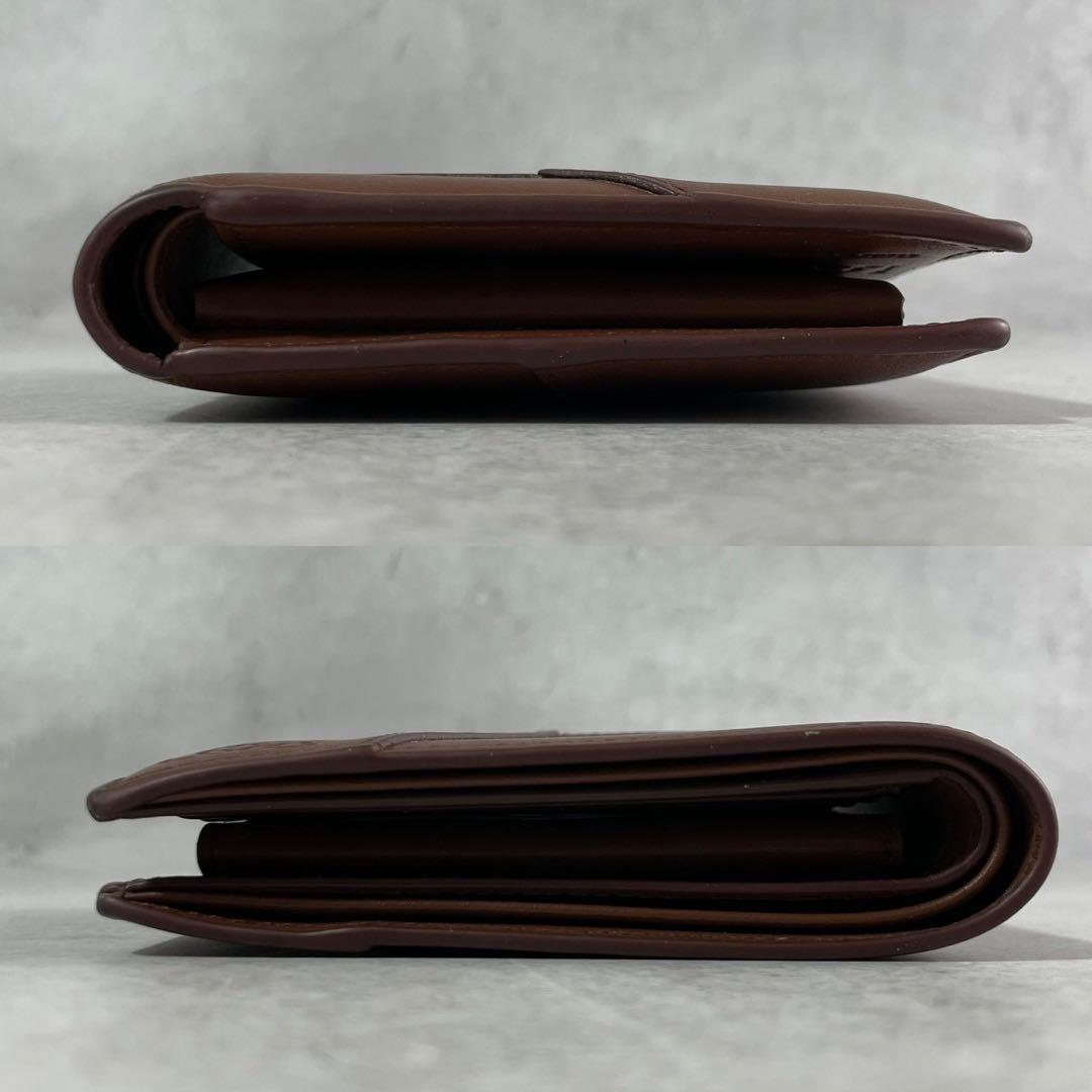 【美品 箱】ロエベ 折り財布 パズル アナグラム ロゴ レザー 本革 ブラウン