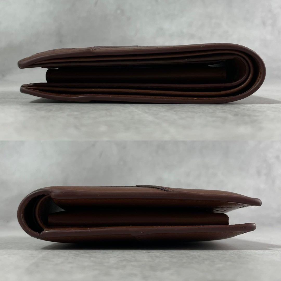 【美品 箱】ロエベ 折り財布 パズル アナグラム ロゴ レザー 本革 ブラウン