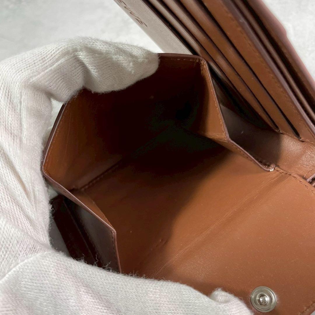 【美品 箱】ロエベ 折り財布 パズル アナグラム ロゴ レザー 本革 ブラウン