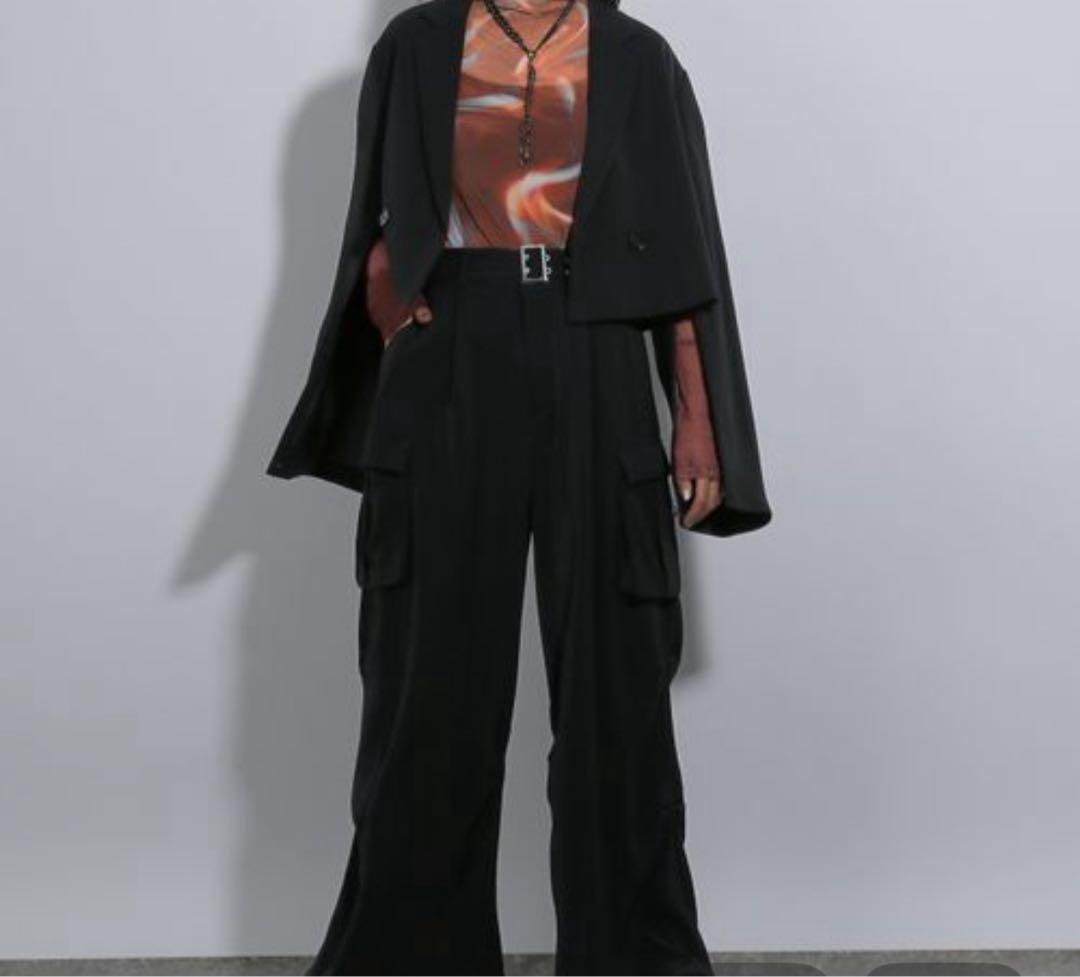 HARE 2WAYトロミワイドカーゴパンツ　ブラック