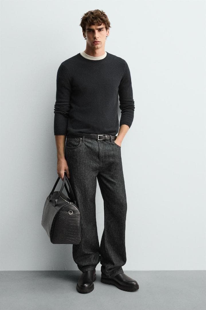 ZARA ザラ クロコ型押しトラベルバッグ