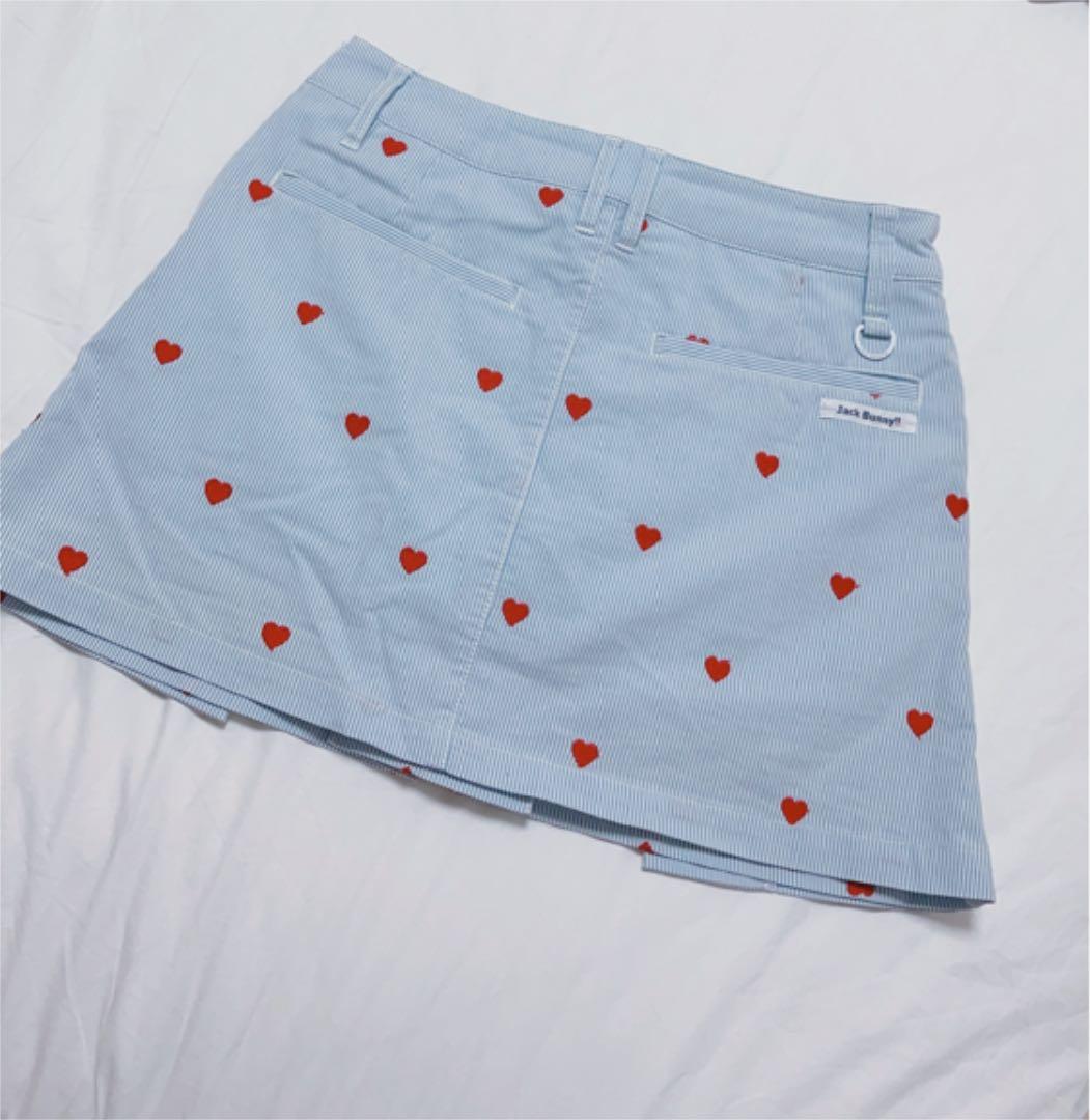 ジャックバニー ボックスプリーツスカート ストライプ 水色 ハート キュロット0