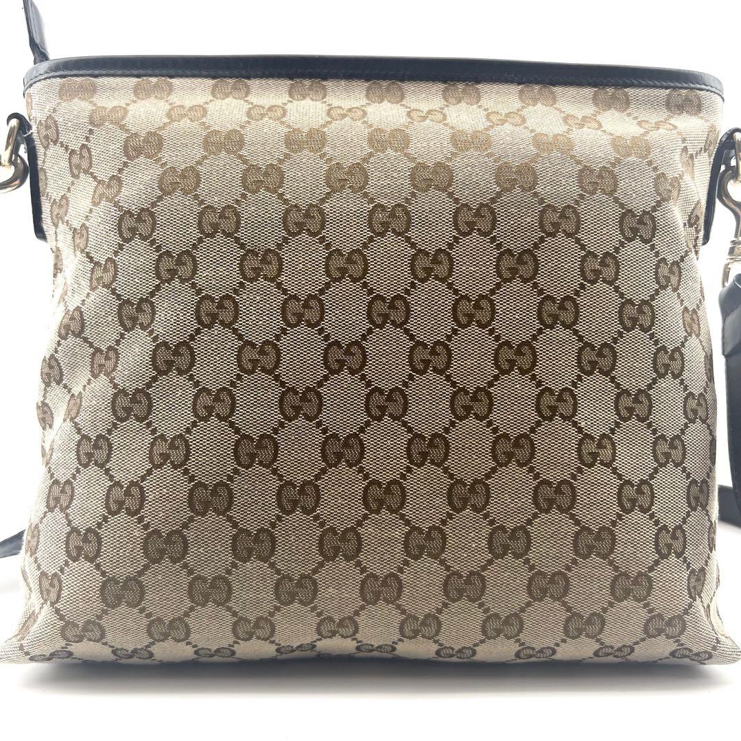 美品　GUCCI　ショルダーバック　サコッシュ　キャンバス　本革　シェリーライン