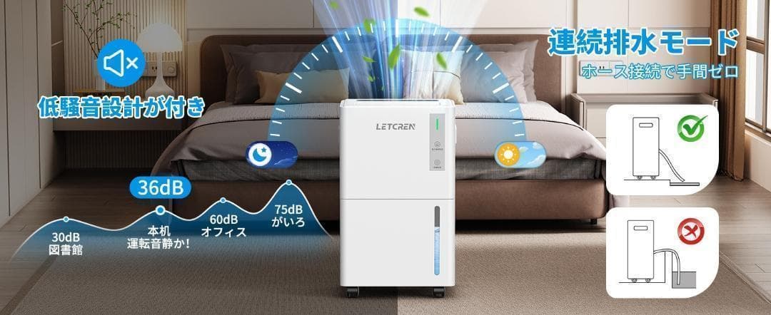 ❣最低価格❣ 除湿機 コンプレッサー式 2Lタンク 排水ホース付き 1441