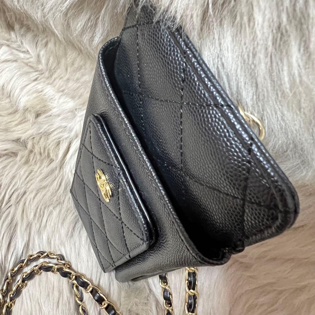 超美品♡CHANEL ノベルティ ブラック レザー スマホ ショルダーバッグ