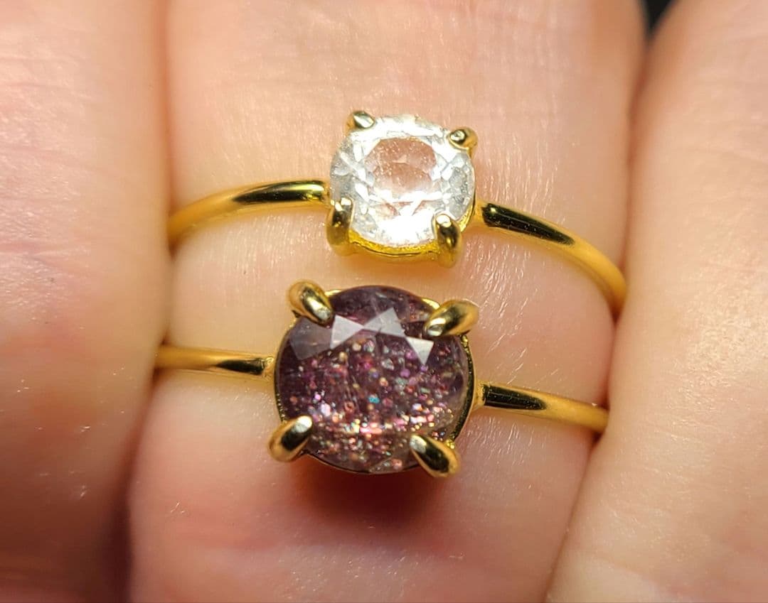 わっふる★フェナカイト、アイオライトサンストーン★リング