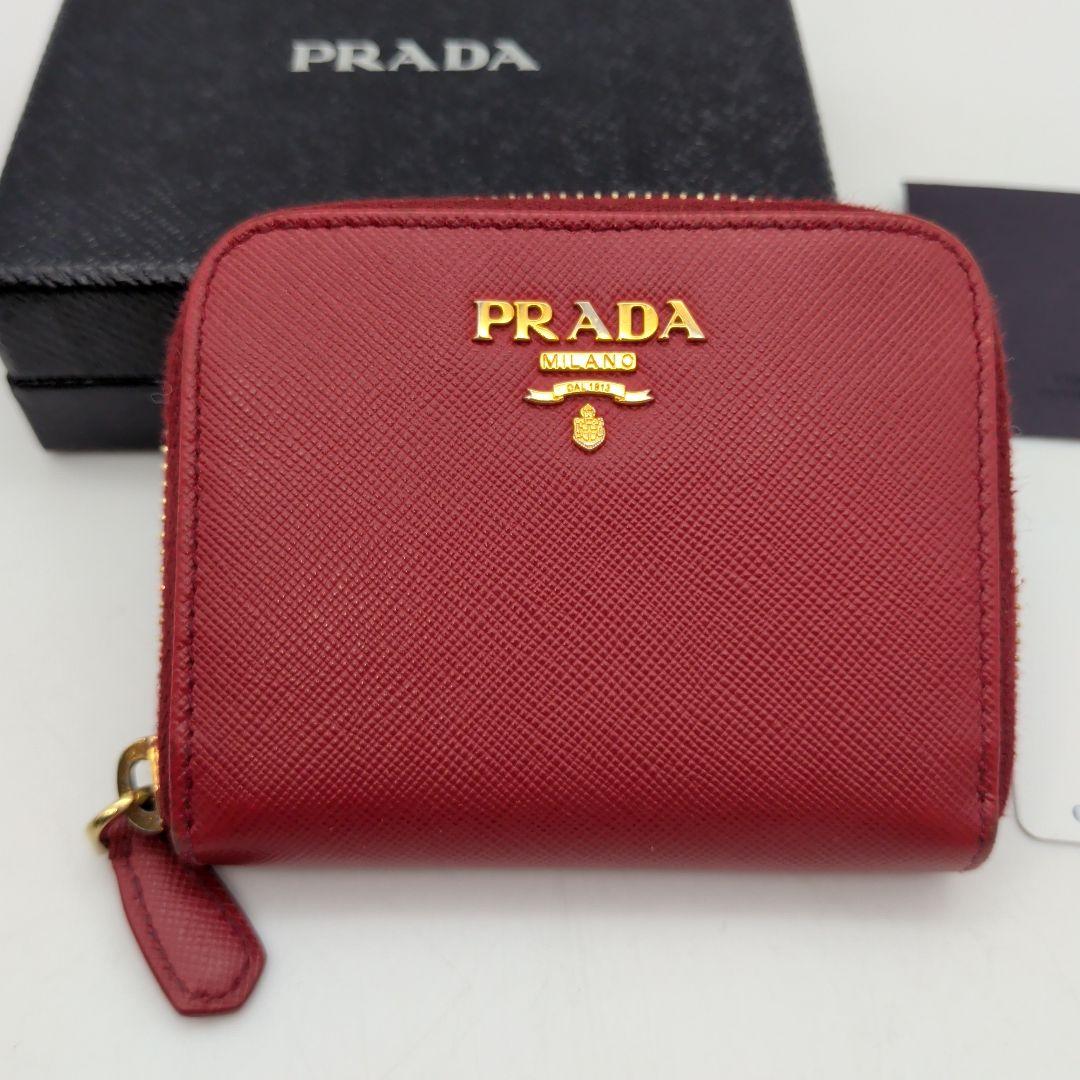 【ギャランディカード有】PRADA 財布 ミニウォレット ケース 赤