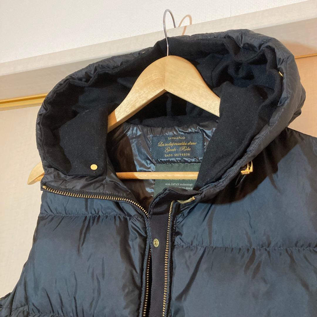 ナノユニバース　nano universe　 西川ダウン ダウンベスト 38 黒