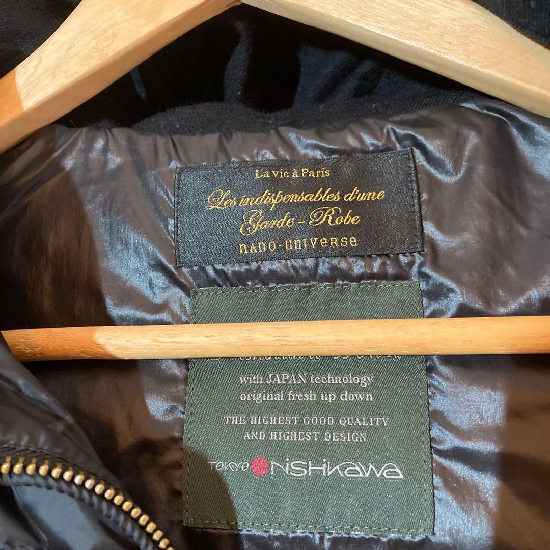 ナノユニバース　nano universe　 西川ダウン ダウンベスト 38 黒