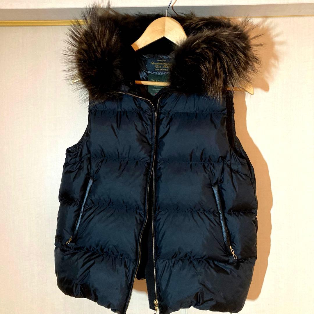 ナノユニバース　nano universe　 西川ダウン ダウンベスト 38 黒