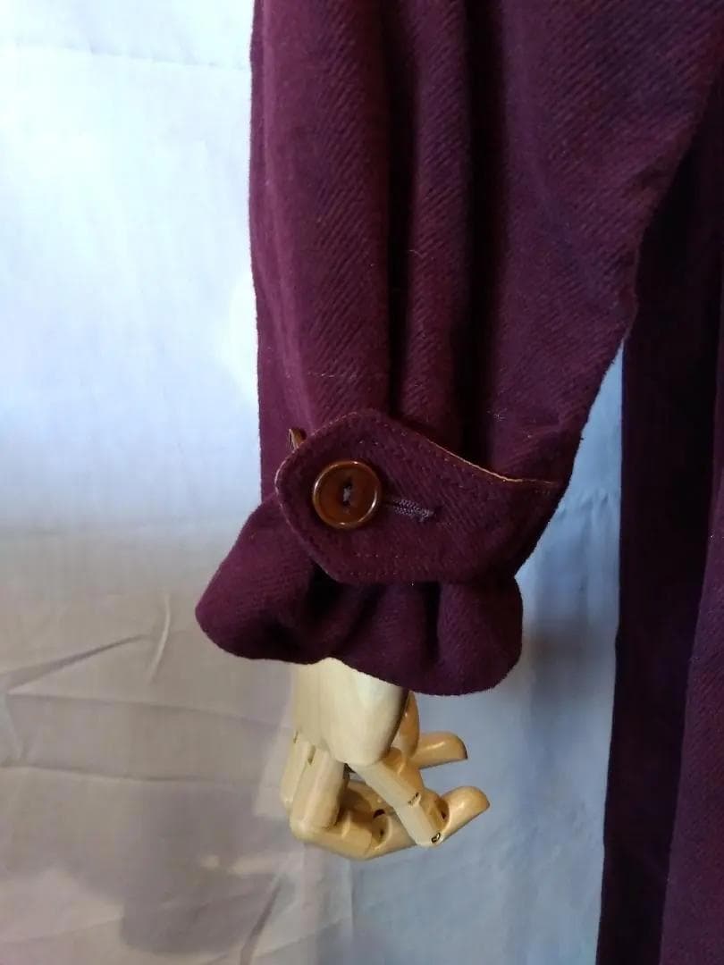 【新品未使用】45R ワンピース バーガンディ色　コットン　鮮やか色合い　日本製