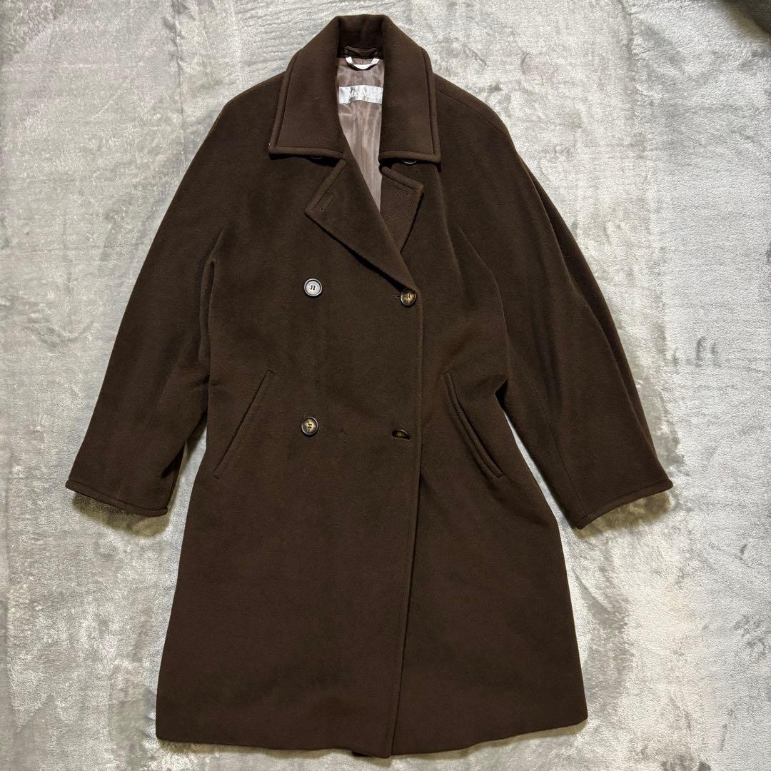 H243 Max Mara マックスマーラ　ダブルチェスターコート　ウール　茶