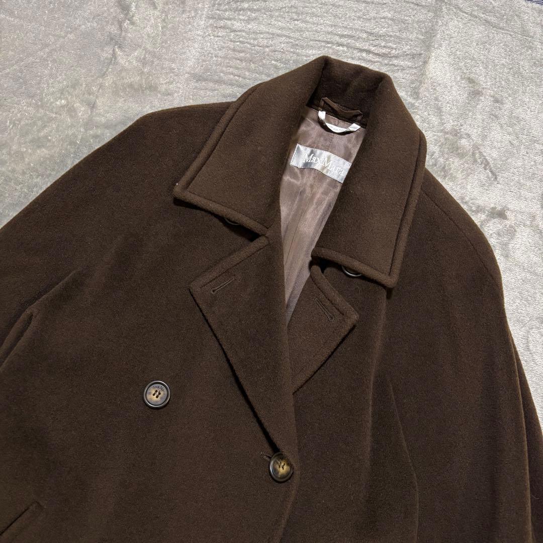 H243 Max Mara マックスマーラ　ダブルチェスターコート　ウール　茶
