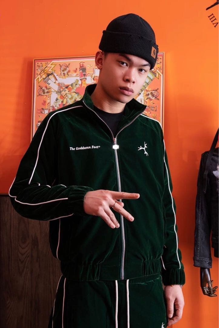 groovy ベルベット ベロア ジャケットGreen drip