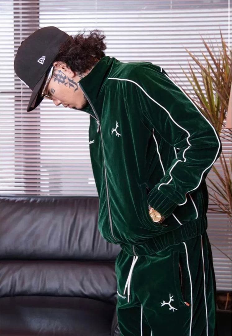 groovy ベルベット ベロア ジャケットGreen drip