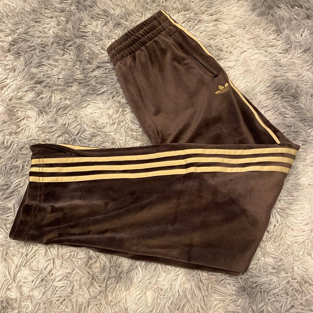 アディダス ファイヤーバード トラック パンツ ベロア ブラウン　XS