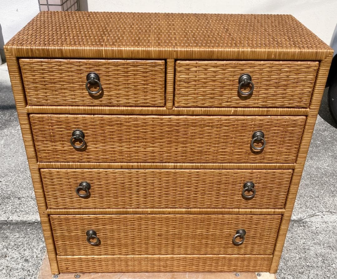M373 ラタン チェスト 4段引き出し レトロ アンティーク