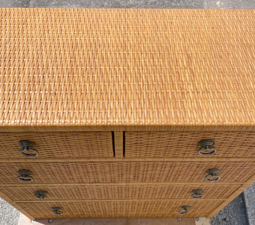 M373 ラタン チェスト 4段引き出し レトロ アンティーク