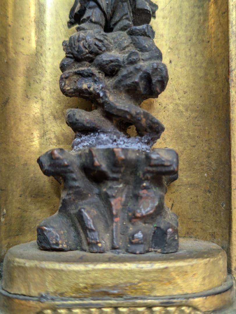 毘沙門天　念持仏　懐中仏　木彫　骨董　江戸時代　厨子　細密彫刻