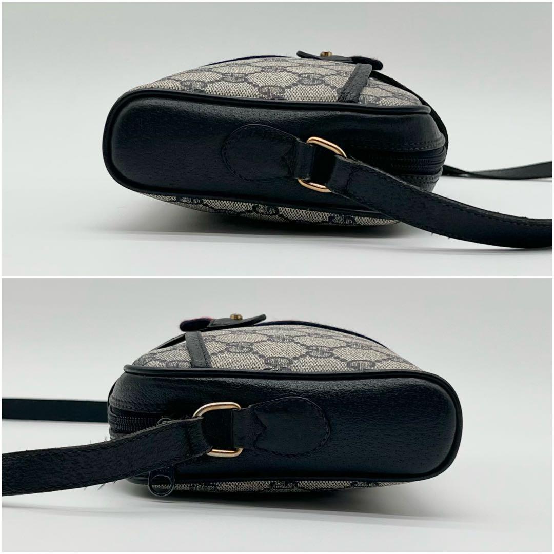 GUCCI シェリーライン GG ネイビー ショルダーバッグ レザー 箱付き