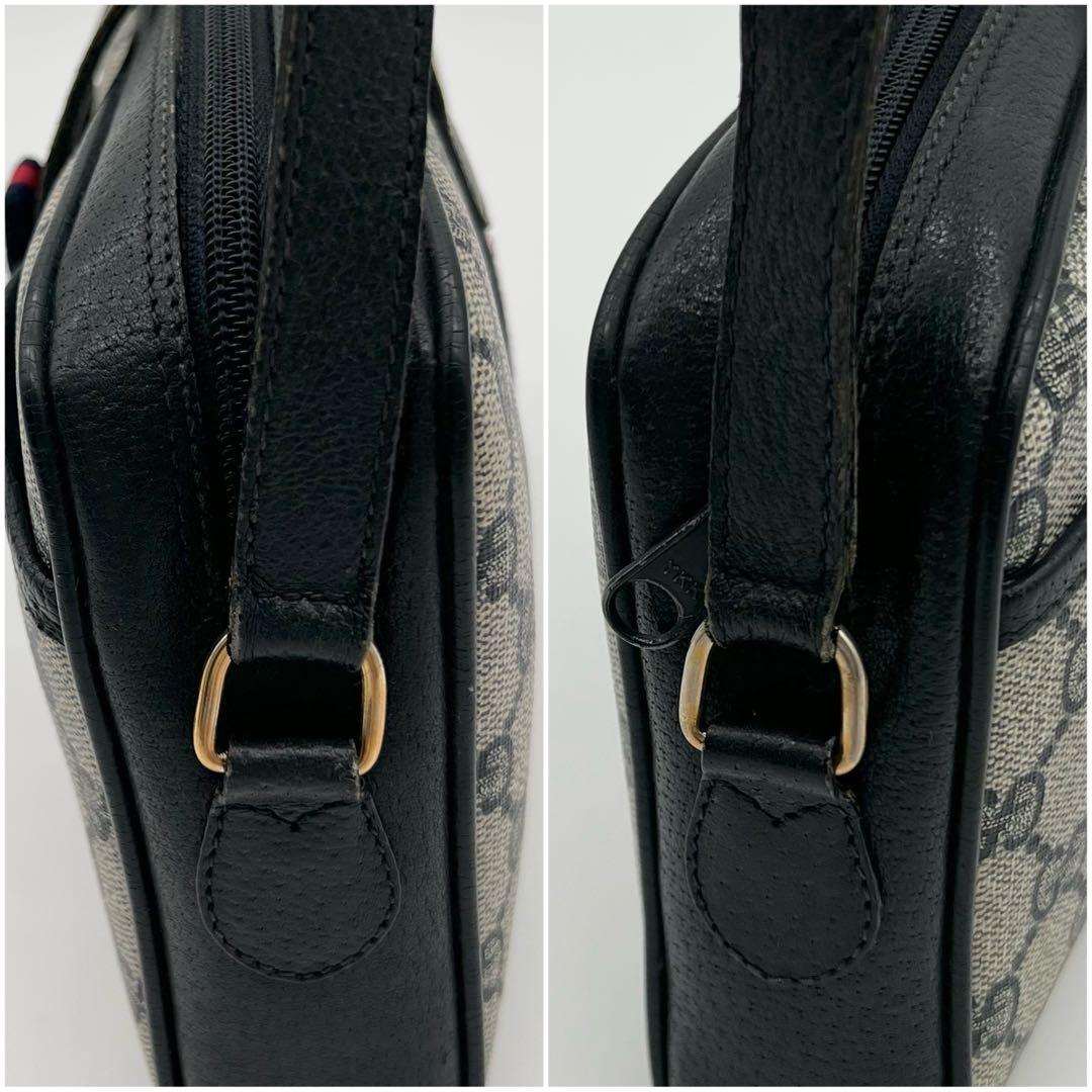 GUCCI シェリーライン GG ネイビー ショルダーバッグ レザー 箱付き