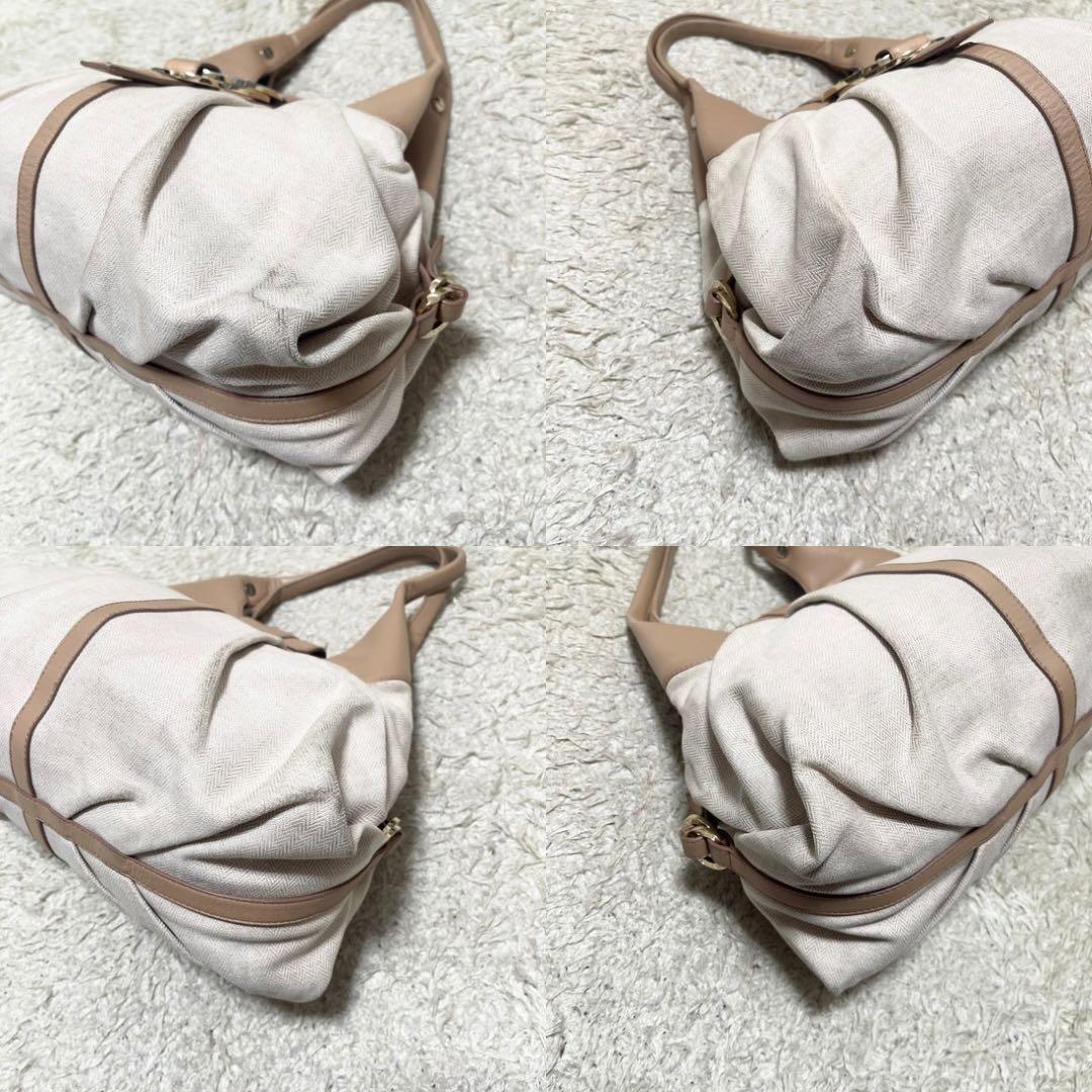 【希少】BVLGARI トートバッグ　レザー　ヘリンボーン　チャンドラ　ロゴ金具