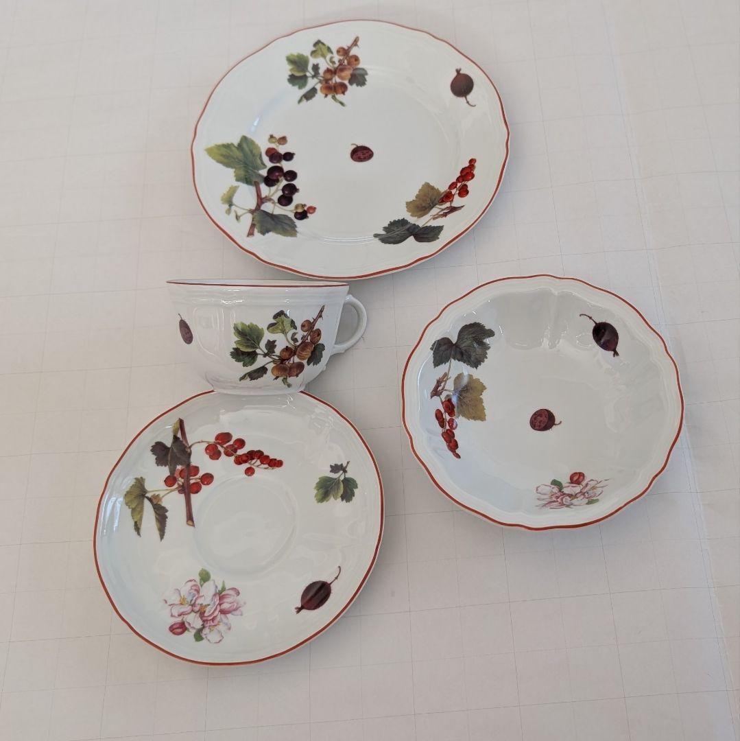 リチャードジノリ　 秋の実柄カップ＆ソーサー、プレート、フルーツボールセット