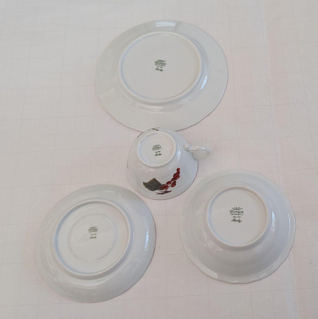 リチャードジノリ　 秋の実柄カップ＆ソーサー、プレート、フルーツボールセット