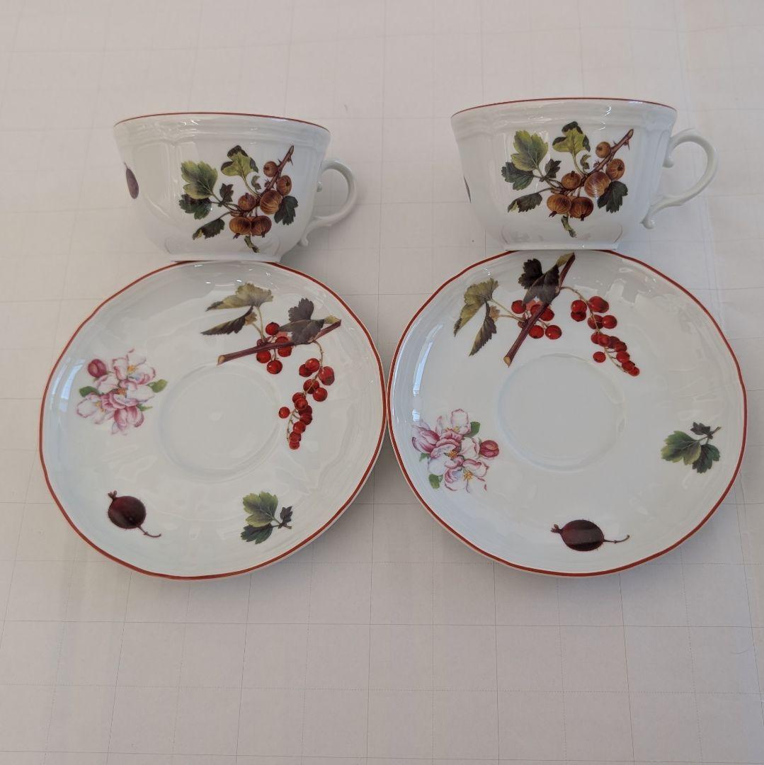 リチャードジノリ　 秋の実柄カップ＆ソーサー、プレート、フルーツボールセット