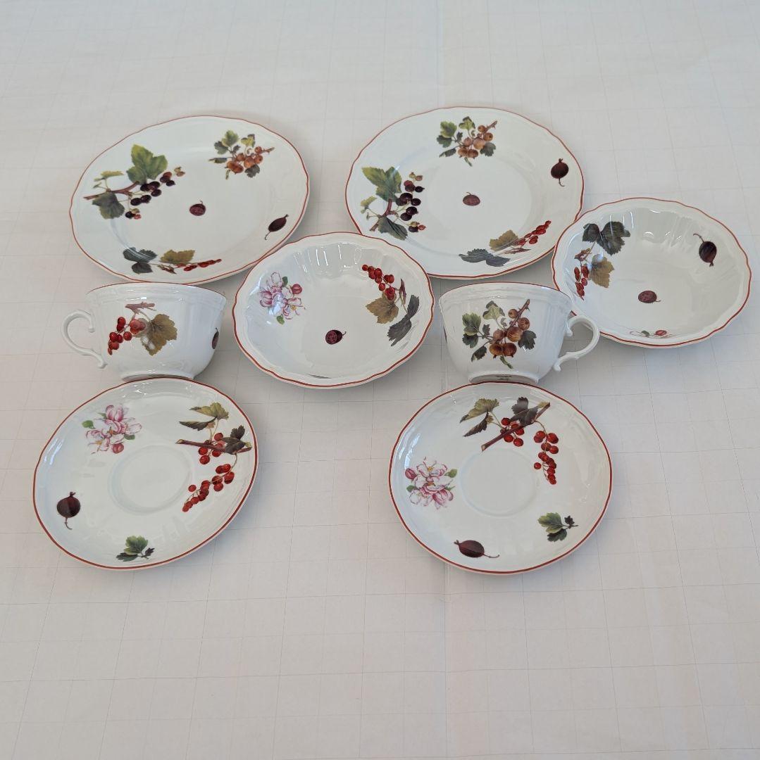 リチャードジノリ　 秋の実柄カップ＆ソーサー、プレート、フルーツボールセット