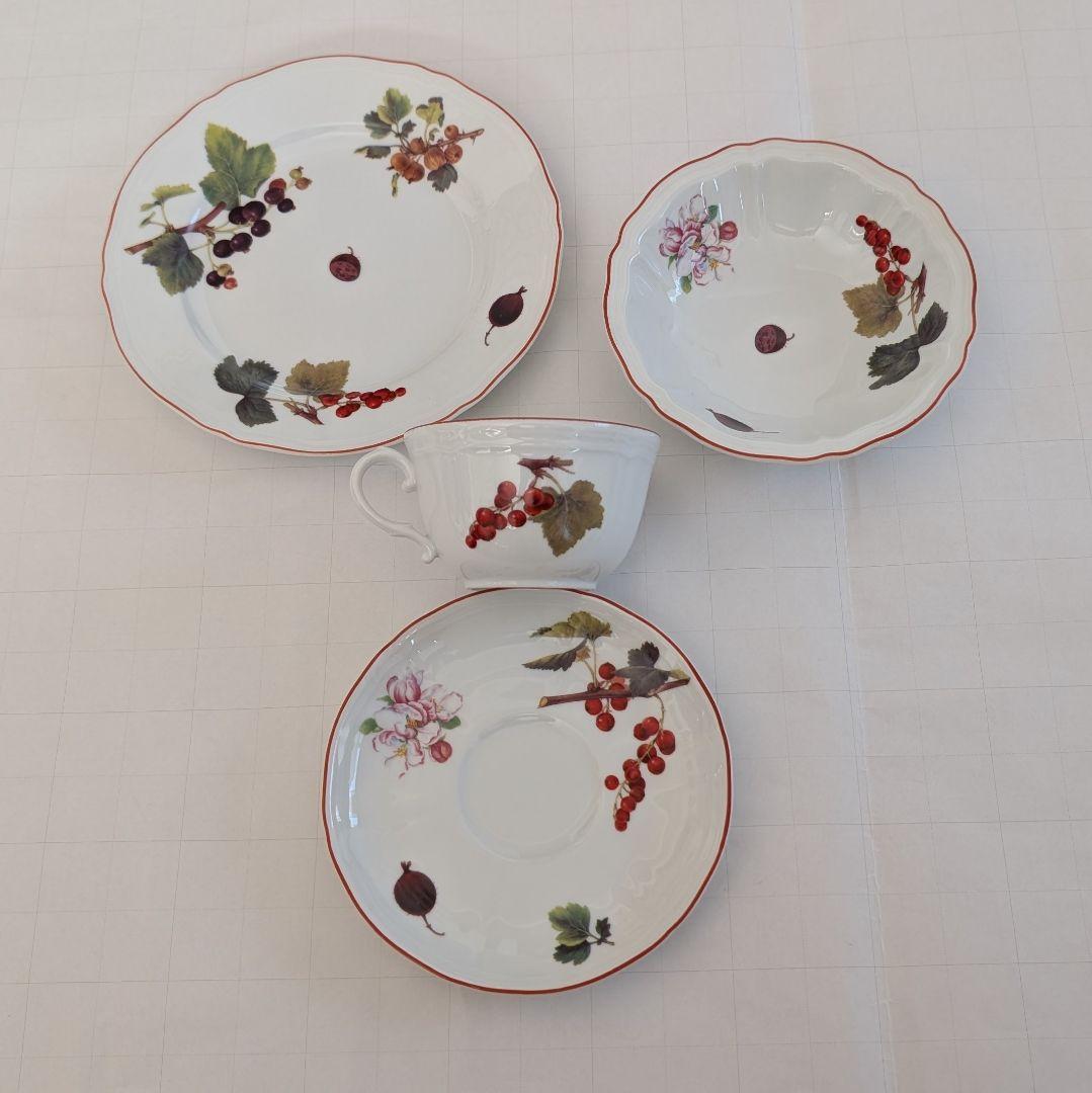 リチャードジノリ　 秋の実柄カップ＆ソーサー、プレート、フルーツボールセット