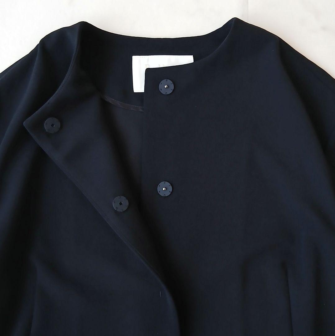 美品 ボールジィ 定価2万8千 ジョーゼットジャージー ノーカラージャケット 紺