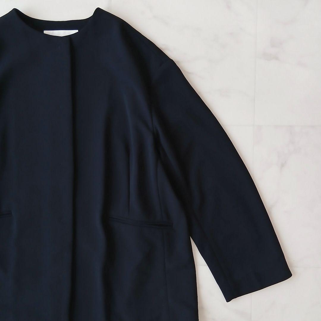 美品 ボールジィ 定価2万8千 ジョーゼットジャージー ノーカラージャケット 紺