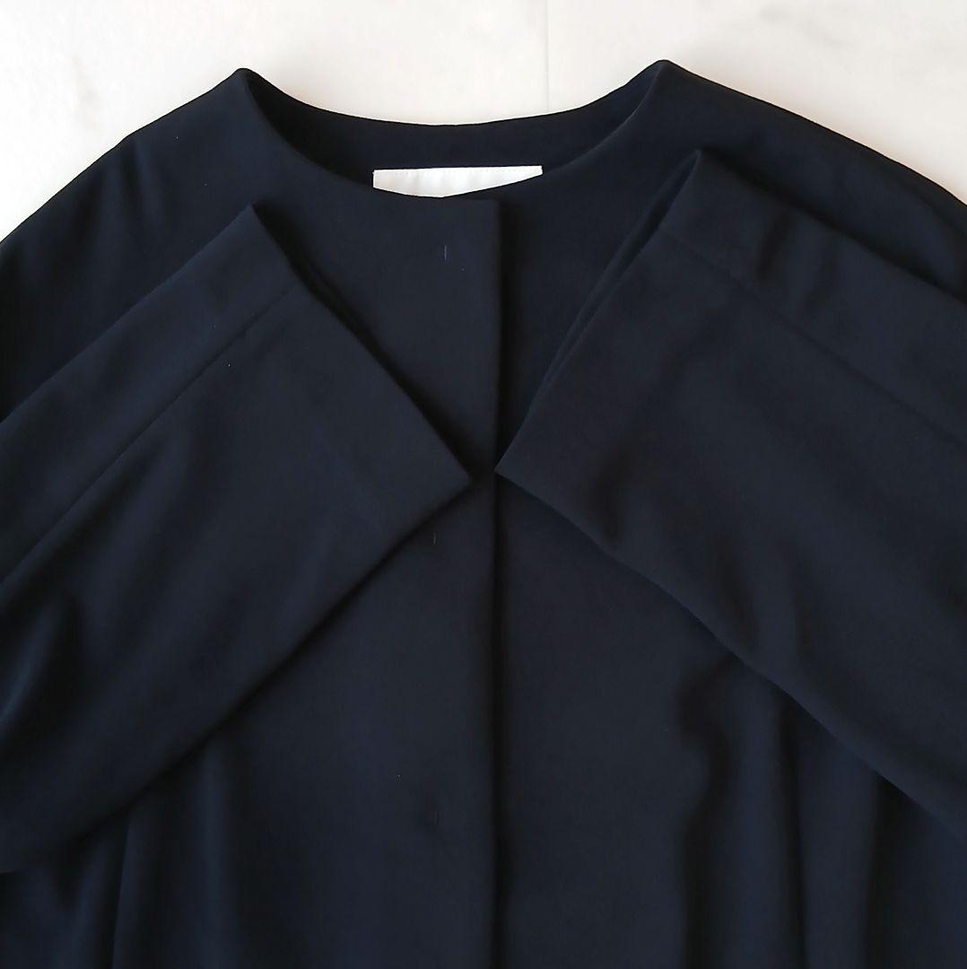 美品 ボールジィ 定価2万8千 ジョーゼットジャージー ノーカラージャケット 紺