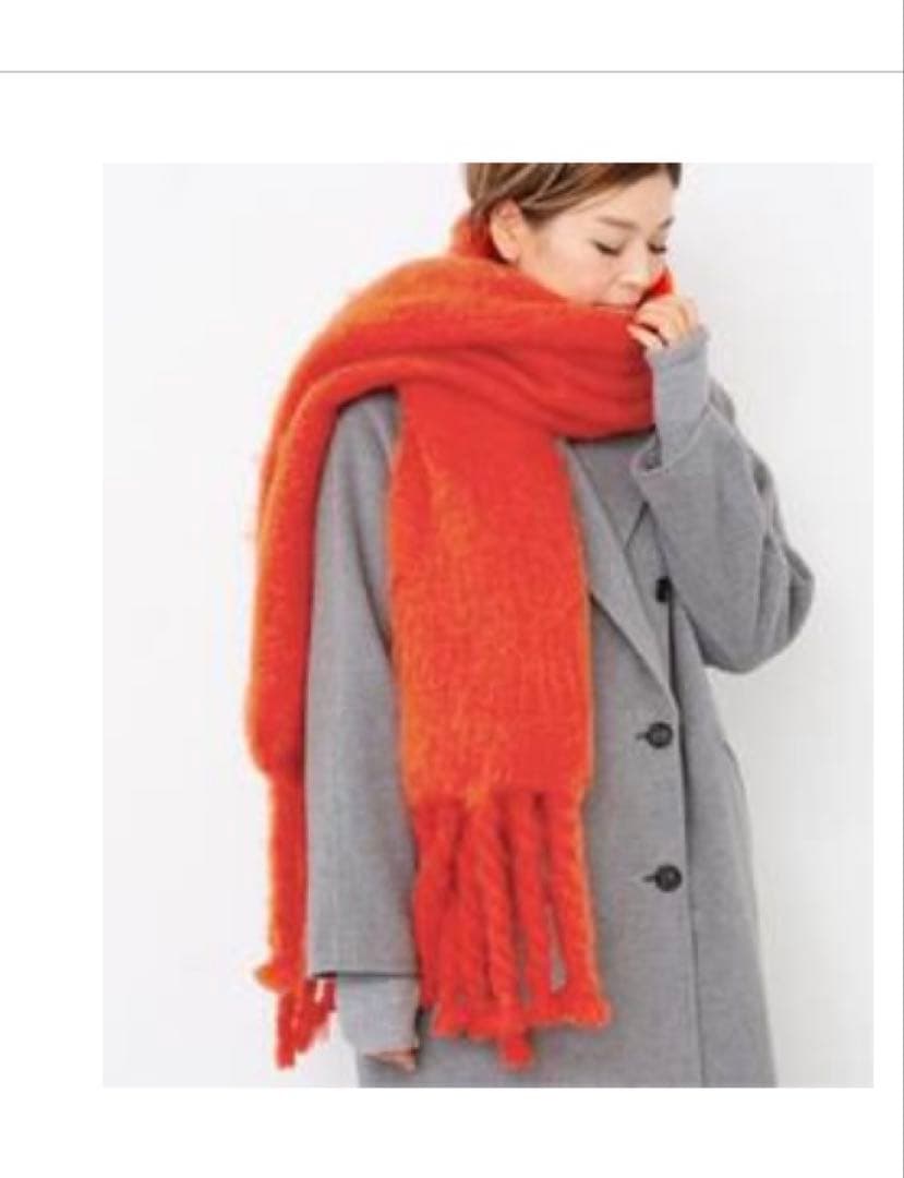 ベイクルーズ購入　新品タグ付きボリュームオレンジモヘアマフラー