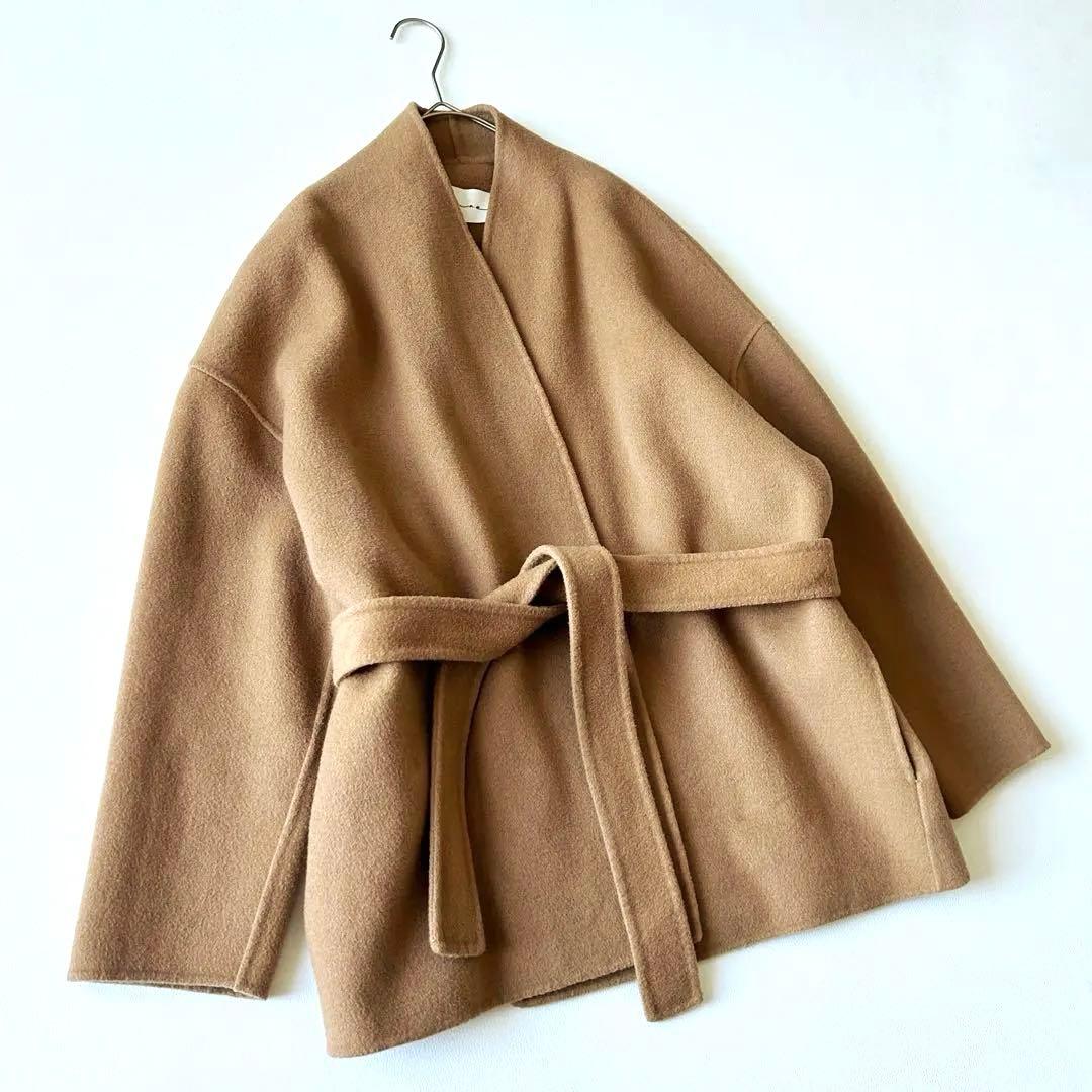 3069y美品 na.eアリュールリバーコート キャメル ベルト付き