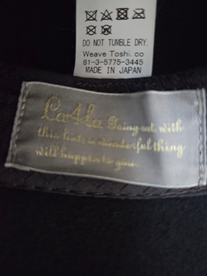 カシラ　ブリュレ　リボン付きブラックウールハット　女優帽