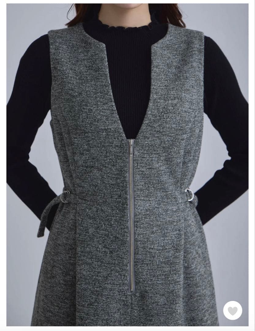 【overE】リニースタイルネップツイードジャンパースカート：ブラック90サイズ