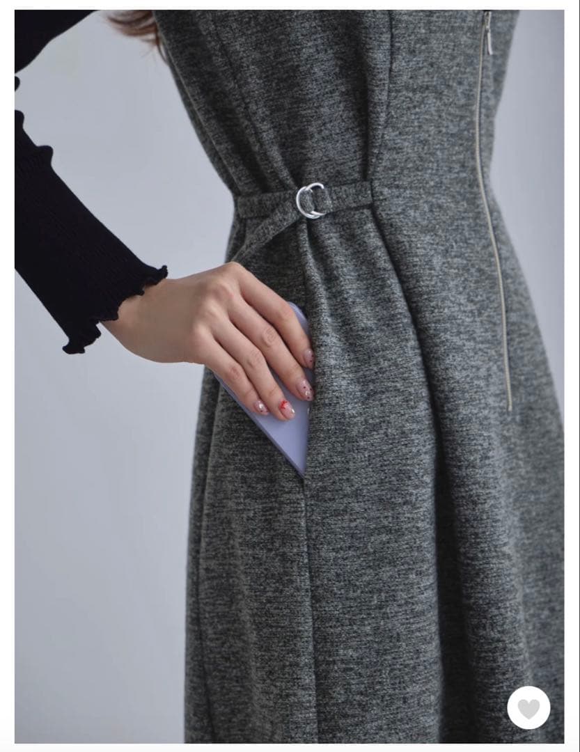 【overE】リニースタイルネップツイードジャンパースカート：ブラック90サイズ