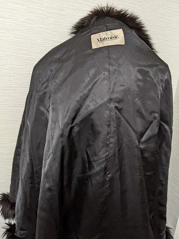 A719　カシミヤ　ウール　フォックス　フード　ポンチョコート　マント　ショール