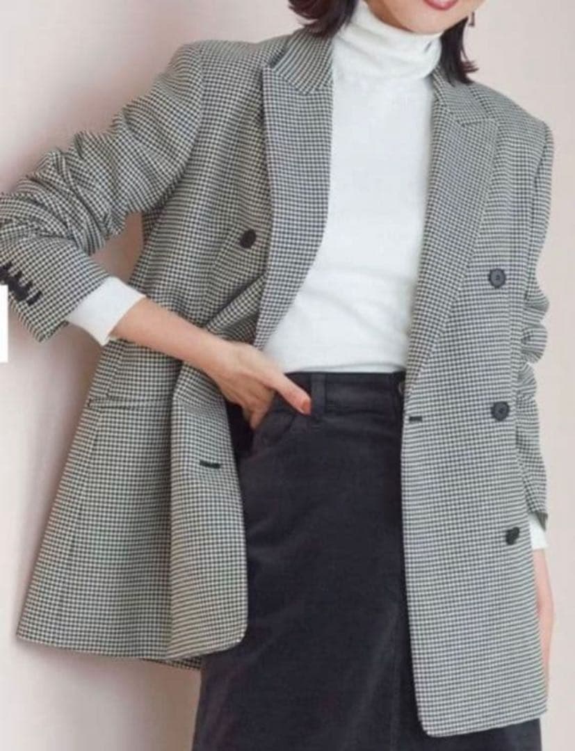 美品　23区【杏さん着用】ガンクラブチェックストレッチ ジャケット　M