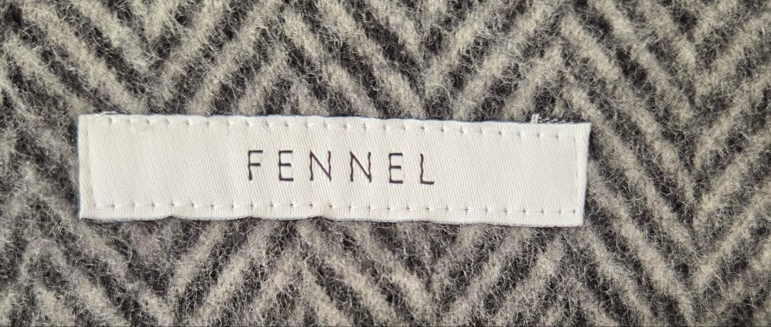美品　FENNEL　グレー系 ヘリンボーン ノーカラージャケット　ヤマダヤ